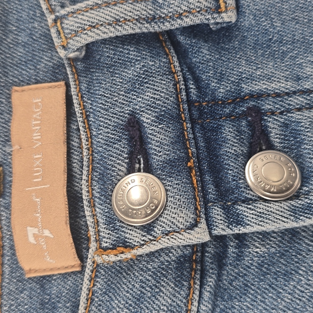 7 For All Mankind Luxe Vintage Light Blue Flare Jeans - Picture 4 of 9